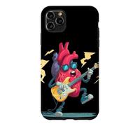 Custodia per iPhone 11 Pro Max Cool Rock Heart con battiti e occhiali da sole per gli amanti della chitarra