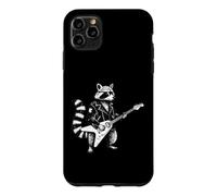 Custodia per iPhone 11 Pro Max Cool Rocker Raccoon Suonare Chitarra Elettrica Metal Rock Punk