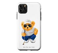 Custodia per iPhone 11 Pro Max Cool Wild Teddy Bear Playing Golf Style Illustration Graphic