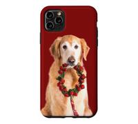 Custodia per iPhone 11 Pro Max Corona d'Avvento natalizia per cani Golden Retriever