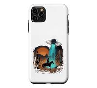 Custodia per iPhone 11 Pro Max Cowboy UFO Deserto Incontro Retro Western Alien