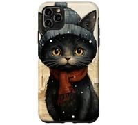 Custodia per iPhone 11 Pro Max Cozy Black Cat Autumn Cottagecore - Cute Autumn Winter Kitty