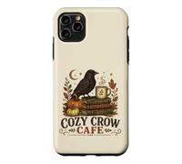 Custodia per iPhone 11 Pro Max Cozy Crow Cafe, design vintage per amanti del caffè autunnale