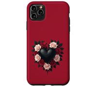 Custodia per iPhone 11 Pro Max Cuore Nero E Corona Di Rose Nere