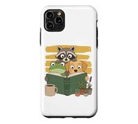 Custodia per iPhone 11 Pro Max Curious Reading Animals Frog Raccoon Dog Book Lover