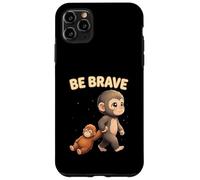 Custodia per iPhone 11 Pro Max Cute Baby Monkey Be Brave Viral Meme Emozionale Peluche