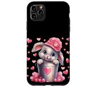 Custodia per iPhone 11 Pro Max Cute Bunny In Valentines Basket Hearts For Rabbit Mom