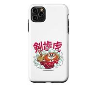 Custodia per iPhone 11 Pro Max Cute Chubby Tiger Ramen Noodle Bowl Japanese Foodie Lover
