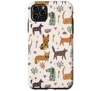 Custodia per iPhone 11 Pro Max Cute Dog Lover Theme Boho Aesthetic Retro Pet Pattern