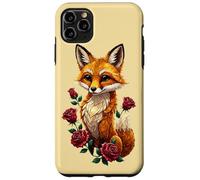 Custodia per iPhone 11 Pro Max Cute Fox Roses Foresta Animale Volpe Rossa Fiori