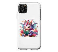 Custodia per iPhone 11 Pro Max Cute Pink Baby Dragon Floral Book Lover Bookish Fantasy Era