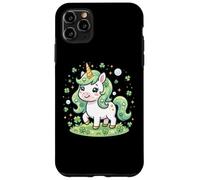 Custodia per iPhone 11 Pro Max Cute Unicorn Shamrock St Patricks Day Girls Kids Lepricorn