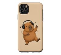 Custodia per iPhone 11 Pro Max Dancing Capybara con cuffie Musica Design