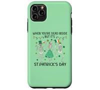 Custodia per iPhone 11 Pro Max Dead Inside St Patricks Day Dancing Skeletons Lucky Clover