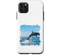 Custodia per iPhone 11 Pro Max Delfino oceano che salta le onde marine scena della fauna selvatica design