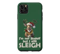 Custodia per iPhone 11 Pro Max Design divertente con scritta in inglese "I'm not Rudolf but I still sleigh"