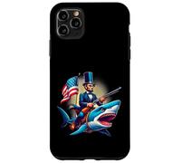 Custodia per iPhone 11 Pro Max Divertente 4 luglio 4 luglio Abe Abraham Lincoln Equitazione di uno squalo