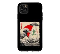Custodia per iPhone 11 Pro Max Divertente Alien UFO Abduction Great Wave Kanagawa Anime Alien