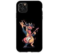 Custodia per iPhone 11 Pro Max Divertente cartone animato mucca a dondolo chitarra stile vintage