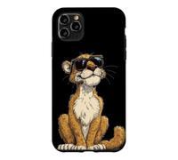 Custodia per iPhone 11 Pro Max Divertente gatto cougar con occhiali da sole per adulti e bambini
