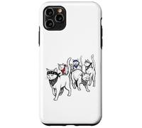 Custodia per iPhone 11 Pro Max Divertente Gatto Gang Thugs Minimalista Disegnato A Mano Sketch Art