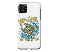 Custodia per iPhone 11 Pro Max Divertente tropicale Surfing Sea Turtle Summer Beach Vacation