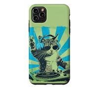 Custodia per iPhone 11 Pro Max DJ Cat Disco Funny Sound Tech Headphone Techno Music