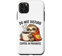 Custodia per iPhone 11 Pro Max Do Not Disturb Coffee Sloth Cute Funny Morning Mood tees