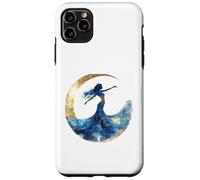 Custodia per iPhone 11 Pro Max Donna Celeste Luna Stelle Cosmica Silhouette Art