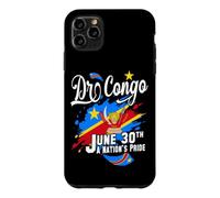 Custodia per iPhone 11 Pro Max DR Congo Giorno dell'Indipendenza 30 giugno Bandiera e Emblema Congolese