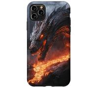 Custodia per iPhone 11 Pro Max Drago fuso che incombe su un flusso di lava infuocata