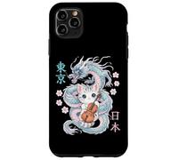 Custodia per iPhone 11 Pro Max Drago giapponese Kawaii Violoncello Cat Music Band Orchestra Anime