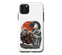 Custodia per iPhone 11 Pro Max Drago vichingo Fiordo Incontro Sole Rosso Fantasy Art