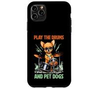 Custodia per iPhone 11 Pro Max Drummer Dog Play The Drums Pet Dog Drumming Batteria Percussioni
