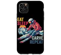 Custodia per iPhone 11 Pro Max Eat Sleep Carve Repeat - Ski driver Sunset Ski Design