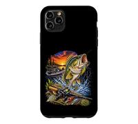 Custodia per iPhone 11 Pro Max Epic Bass Pesca Scena con Barca su un Lago Tramonto