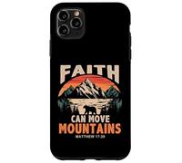 Custodia per iPhone 11 Pro Max Faith Can Move Mountains Retro Sunset Bible Verse Christian