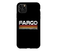 Custodia per iPhone 11 Pro Max Fargo North Dakota, design retrò a righe, stile vintage, con città