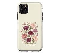 Custodia per iPhone 11 Pro Max Fiore di nascita di novembre, peonia, crisantemo, botanico, floreale