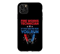 Custodia per iPhone 11 Pro Max Fire Works Technician If Me Run You Run 4th Of July