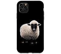Custodia per iPhone 11 Pro Max Fluffy White Sheep Cartoon Semplice Divertente Fattoria Animali Nero