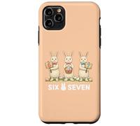 Custodia per iPhone 11 Pro Max Funny 67 Six Seven Meme Bunny Giorno di Pasqua Retro Accogliente Coniglio