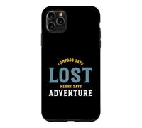 Custodia per iPhone 11 Pro Max Funny Hiking Compass dice che il cuore perduto dice avventura