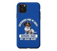 Custodia per iPhone 11 Pro Max Funny Humans Hurt My Head Happy Piebald Dachshund Lover