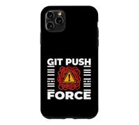 Custodia per iPhone 11 Pro Max Funny Programmer Coding Git Push Force Warning
