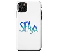Custodia per iPhone 11 Pro Max Funny Sea Ya Sea Glass Watercolor Cute Beach Lovers