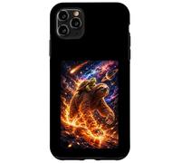 Custodia per iPhone 11 Pro Max Funny Turtle Riding Sloth in Cosmic Galaxy Space UFO