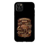 Custodia per iPhone 11 Pro Max Funny Woodworker Brain Woodworking Humor Carpenter