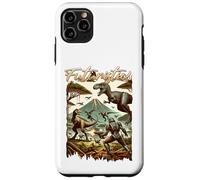 Custodia per iPhone 11 Pro Max Futuristic Dinosaur Battle Sci Fi Action Art Warrior