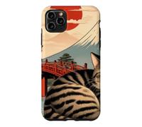 Custodia per iPhone 11 Pro Max Gatto assonnato giapponese che dorme al tempio